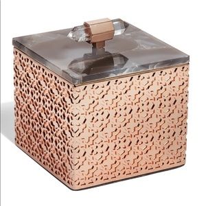 Kendra Scott Home Collection Square Rose Gold Filigree Box in Tan Agate